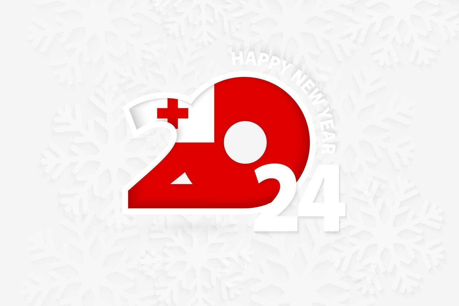 New Year 2024 for Tonga on snowflake background. vector