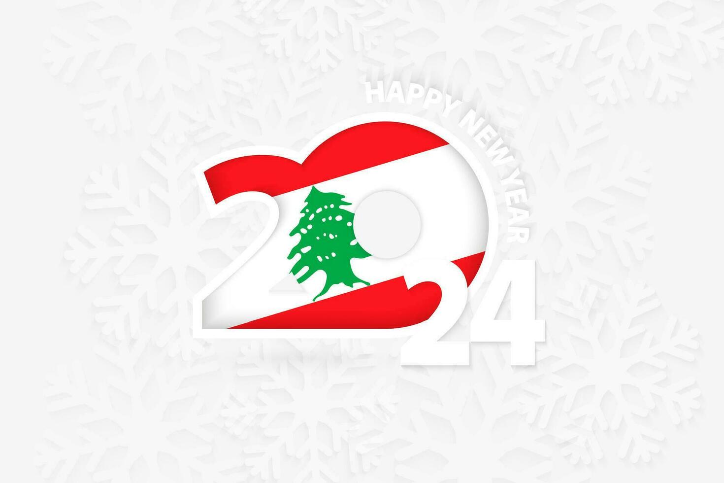 New Year 2024 for Lebanon on snowflake background. vector
