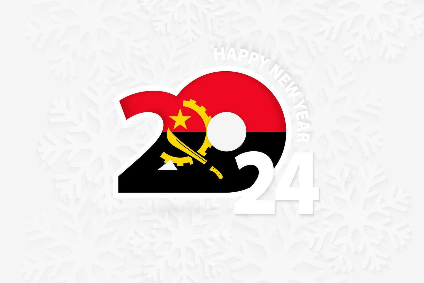 New Year 2024 for Angola on snowflake background. vector