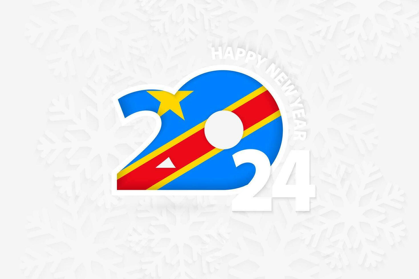 New Year 2024 for DR Congo on snowflake background. vector