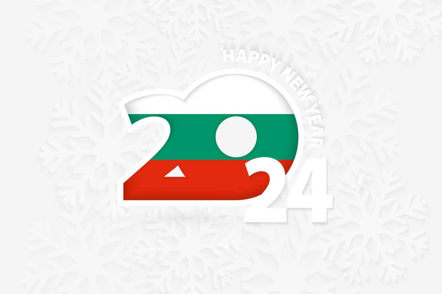 nuevo año 2024 para Bulgaria en copo de nieve antecedentes. vector