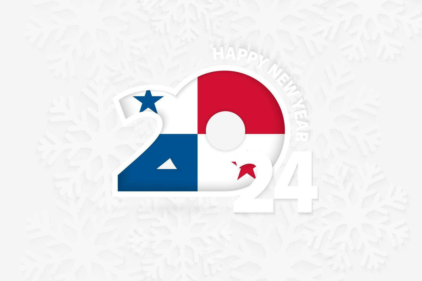 New Year 2024 for Panama on snowflake background. vector