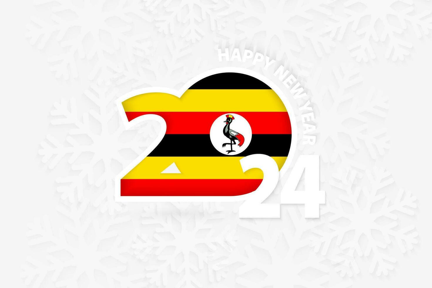 New Year 2024 for Uganda on snowflake background. vector