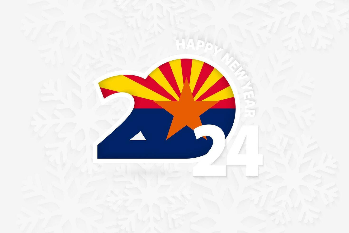 New Year 2024 for Arizona on snowflake background. vector