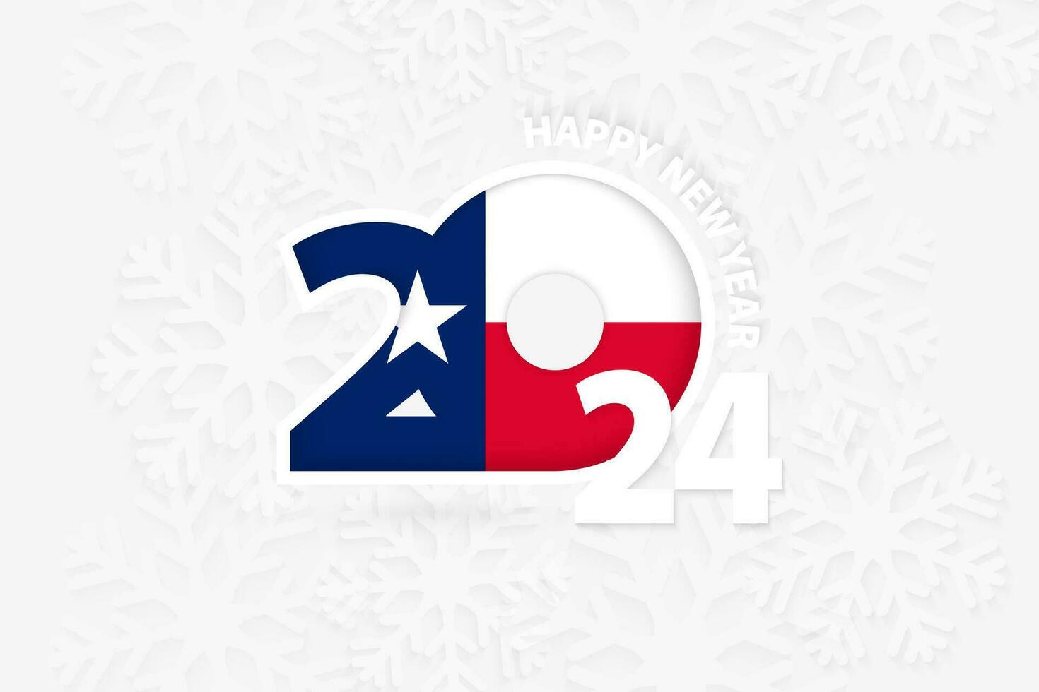 New Year 2024 for Texas on snowflake background. vector