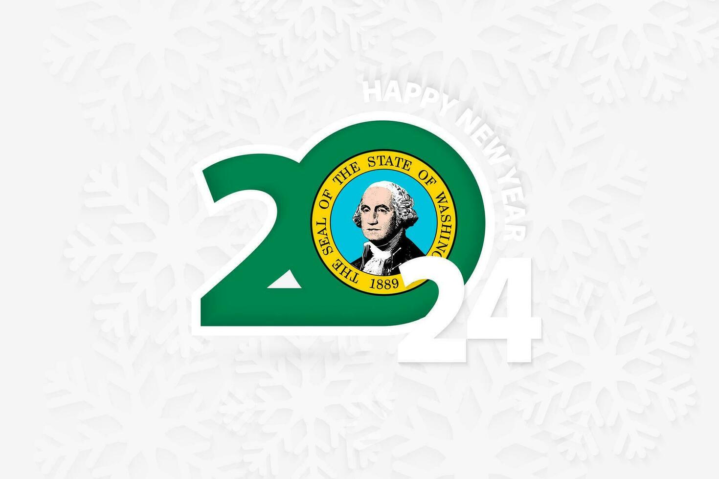 New Year 2024 for Washington on snowflake background. vector