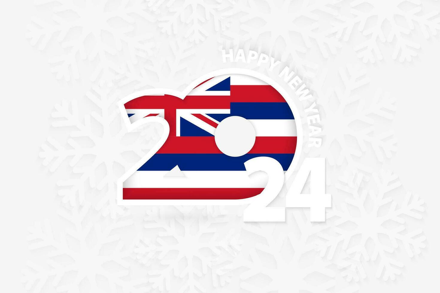 New Year 2024 for Hawaii on snowflake background. vector