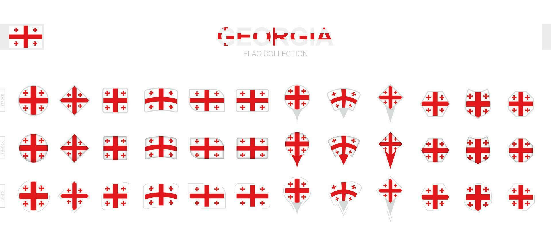 Large collection of Georgia flags of various shapes and effects. vector