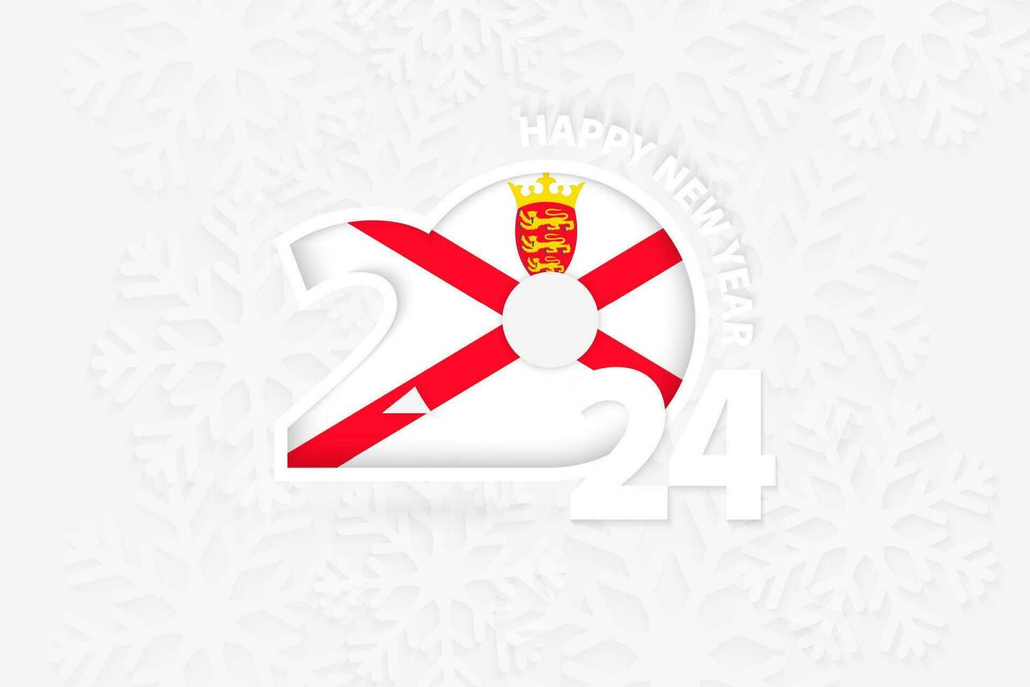New Year 2024 for Jersey on snowflake background. vector