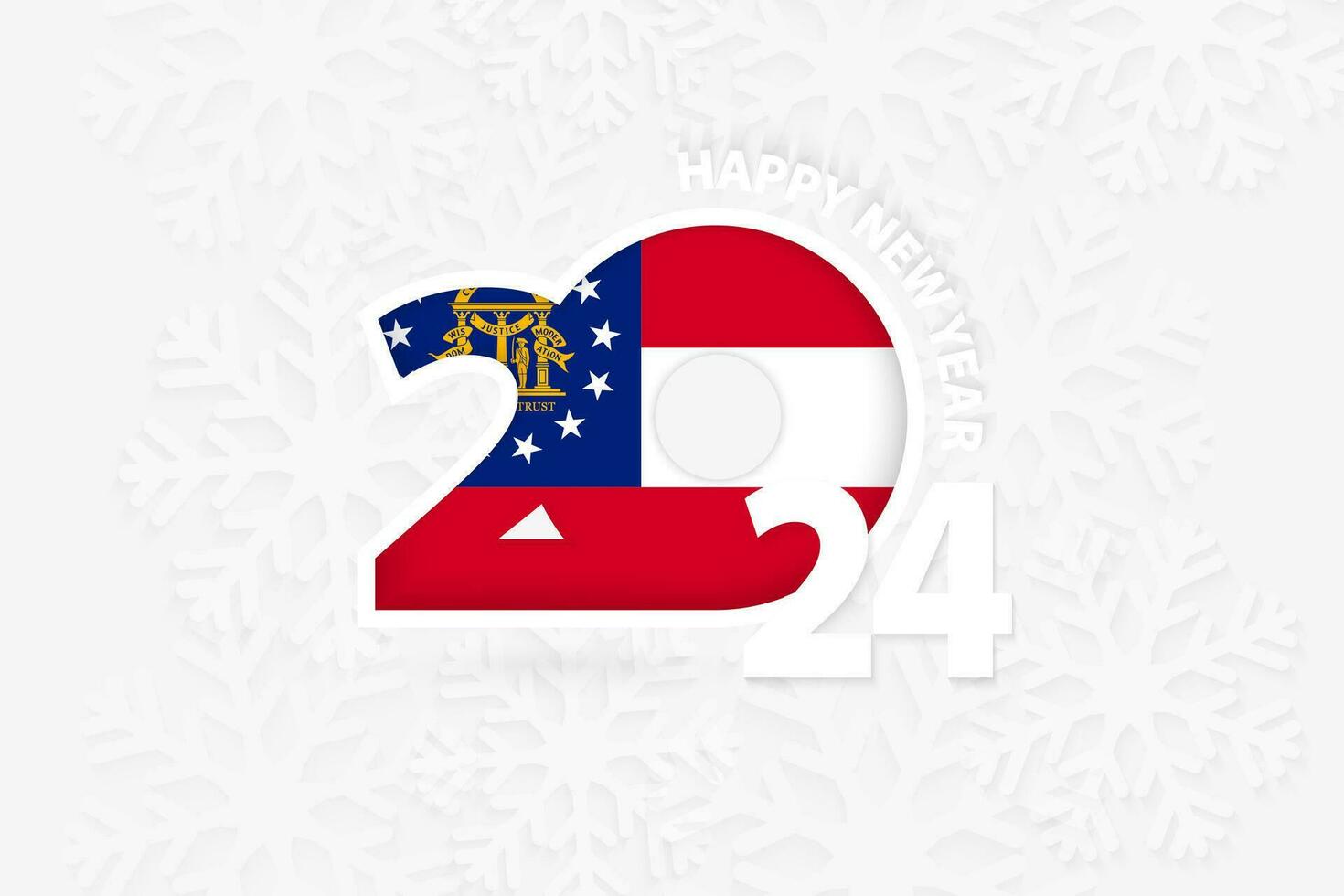 New Year 2024 for Georgia on snowflake background. vector