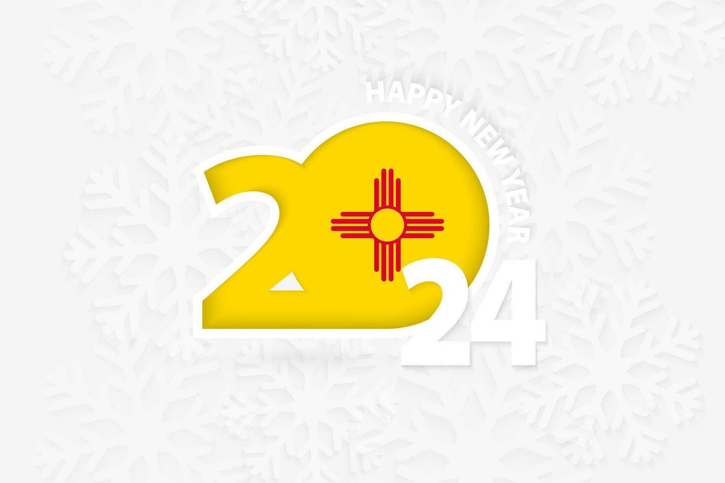 New Year 2024 for New Mexico on snowflake background. vector