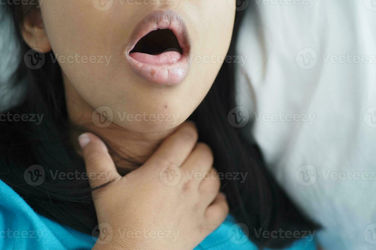 child got flu allergy sneezing and cough photo