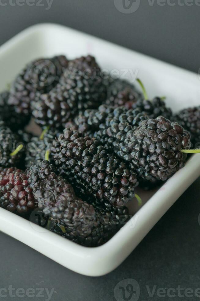 bowl of Fresh Delicious Blackberries photo