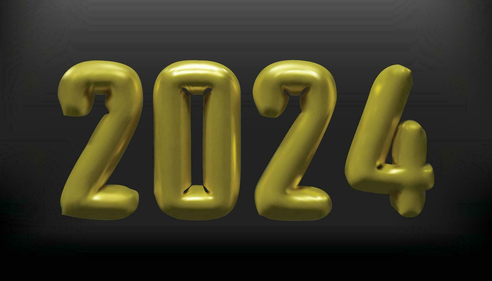 realista 2024 dorado y verde números. adecuado para utilizar con elementos nuevo año celebracion 2024. eps 10 fácil a editar vector