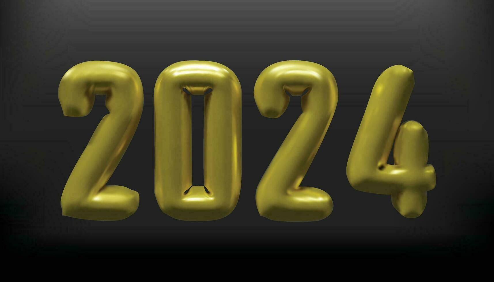 Realistic 2024 golden and green numbers. Suitable for use with elements new year celebration 2024. Eps 10. Easy to edit vector