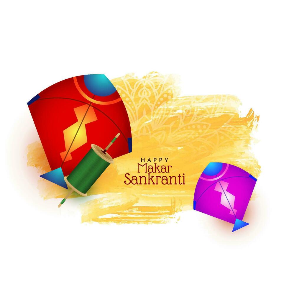 Happy Makar Sankranti Indian festival decorative background design vector