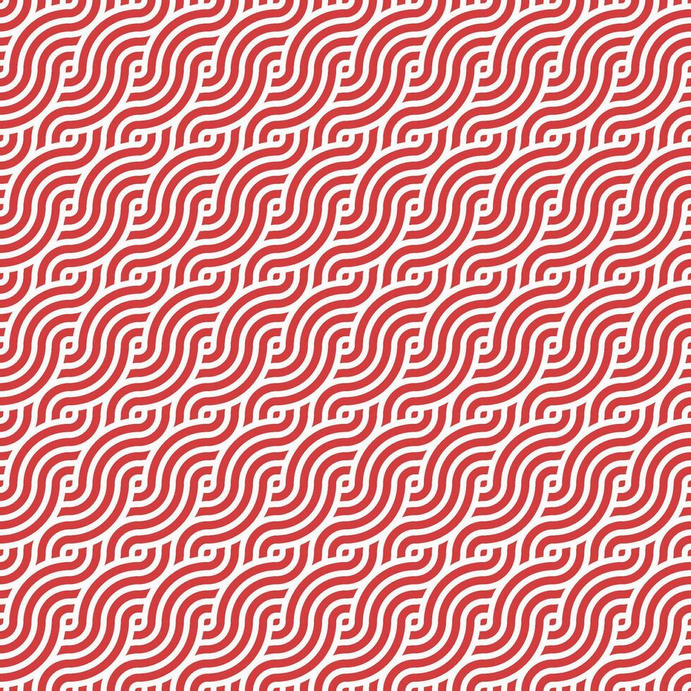 Seamless red geometric japanese circles swirls and waves pattern vector