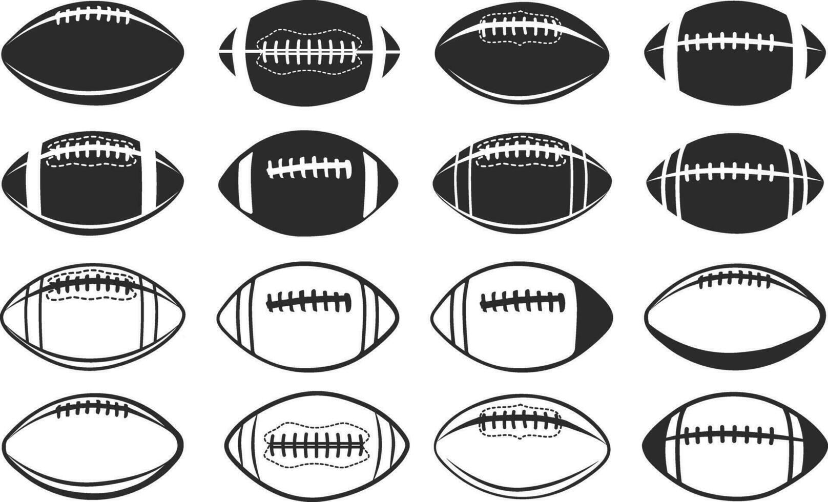 American football silhouette, Rugby ball silhouette, Football silhouette, American football ball svg, Rugby ball svg, Football svg, Sports ball silhouette, American football, American football vector. vector