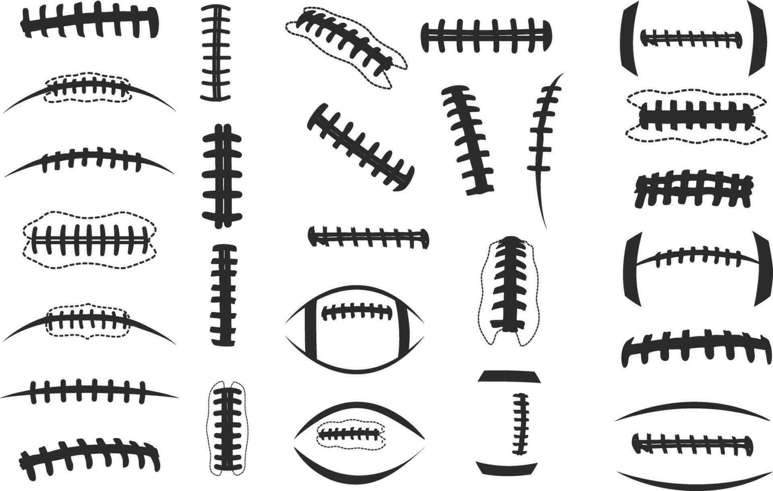 Football laces silhouette, Football laces, Football seams silhouette, Football seams, Football laces vector, Ball laces silhouette, Football skeleton silhouette, American football clipart. vector