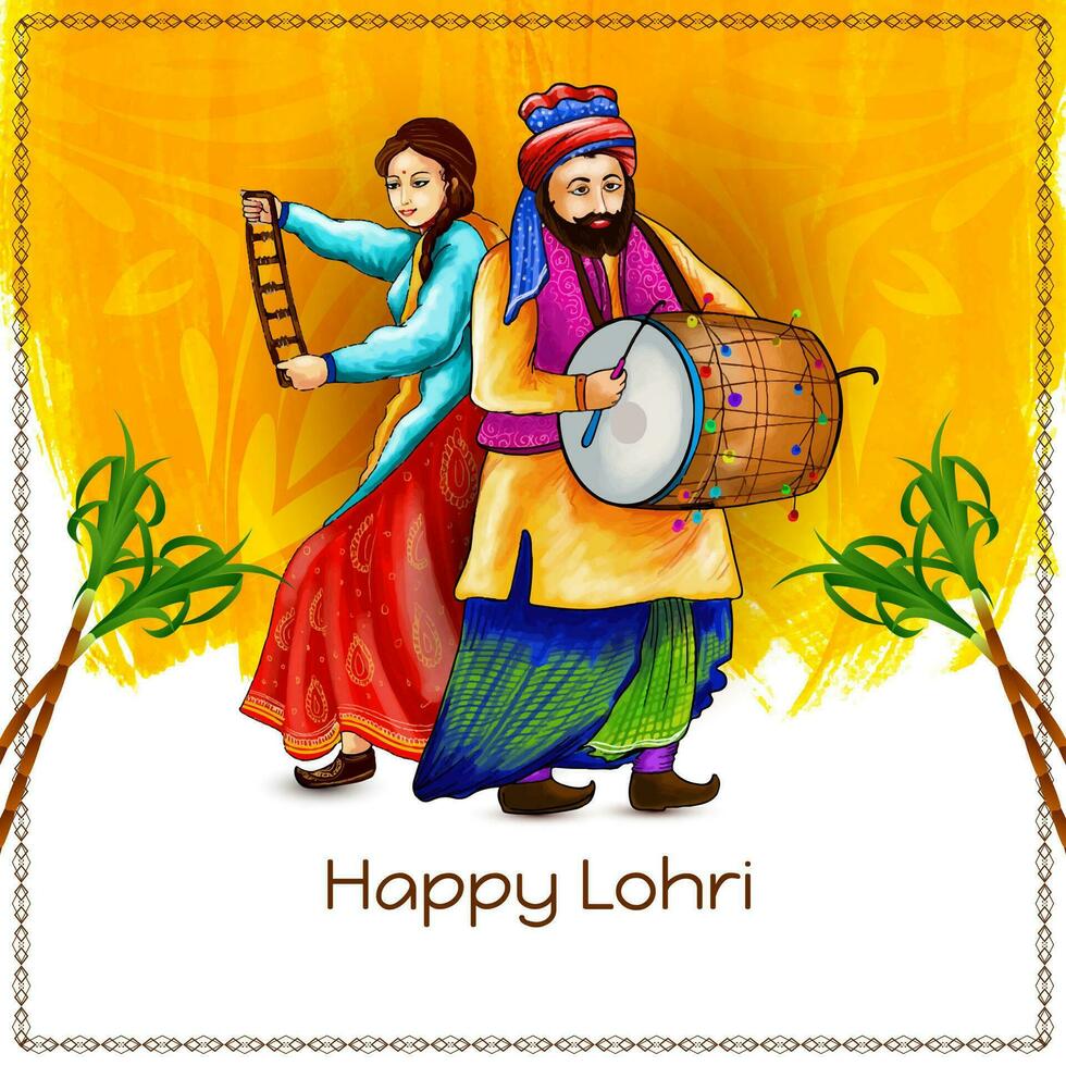 Happy Lohri indian traditional punjabi festival background design vector