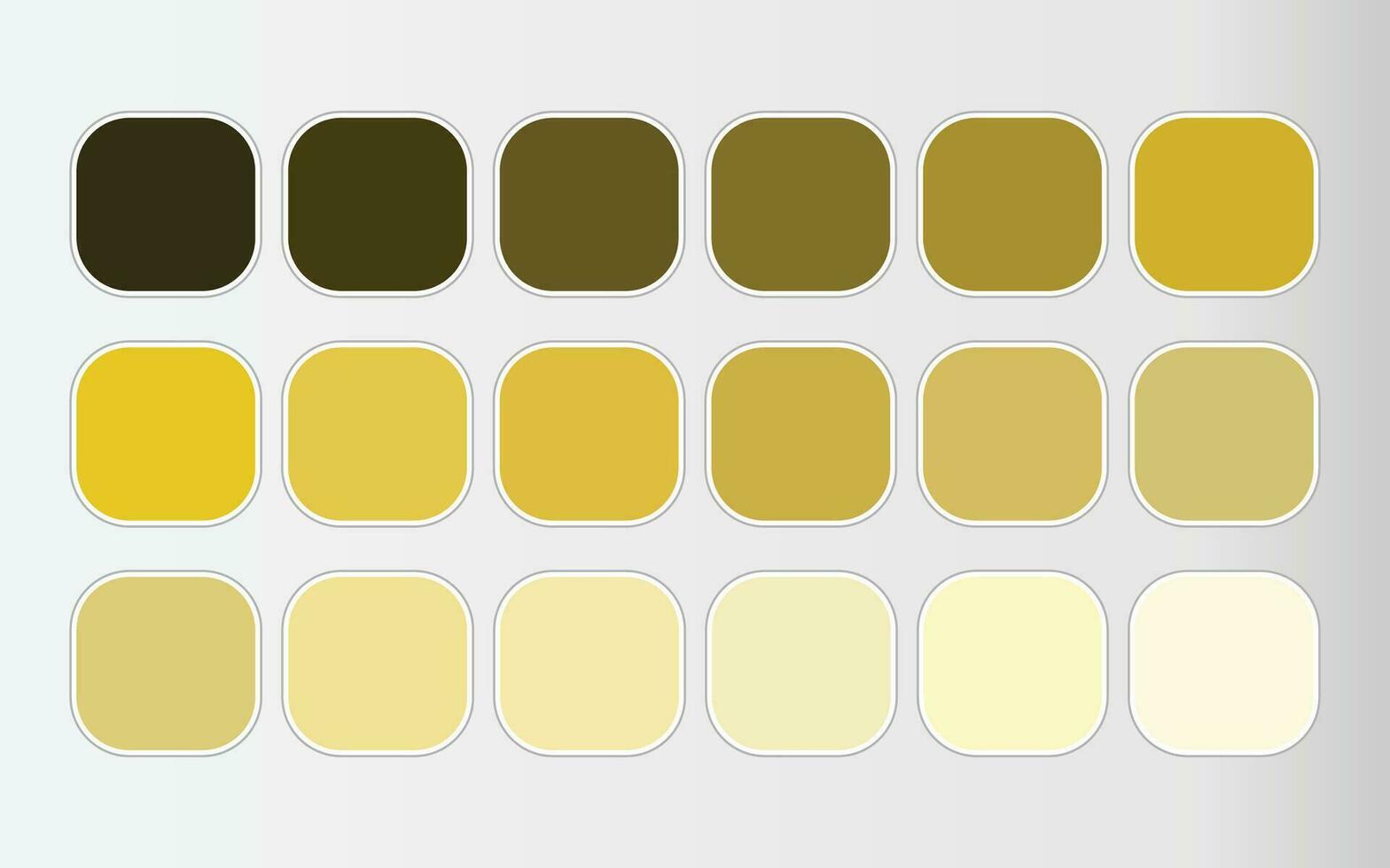 Yellow gradient shades color set vector