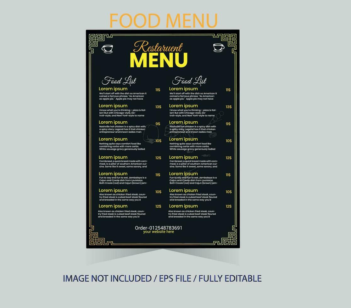 Free Amazing custom editable food and restaurant menu design vector