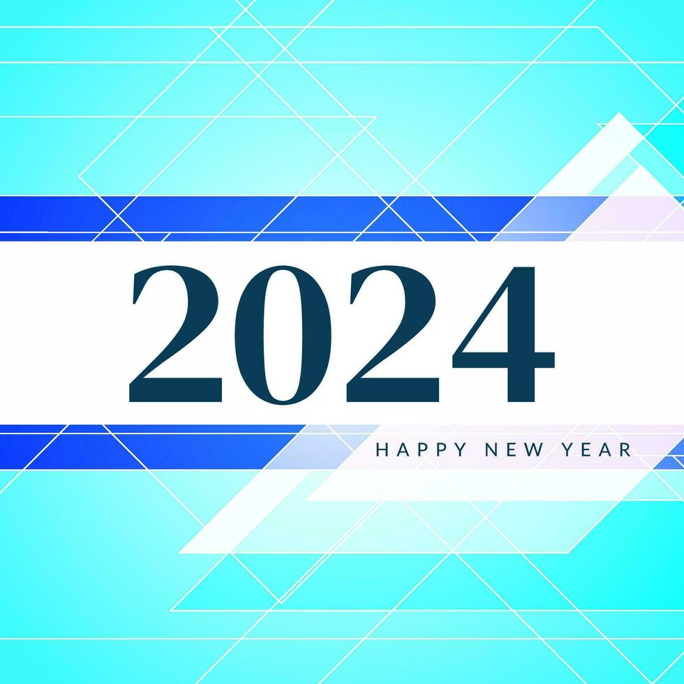 Happy new year 2024 stylish greeting card blue design vector