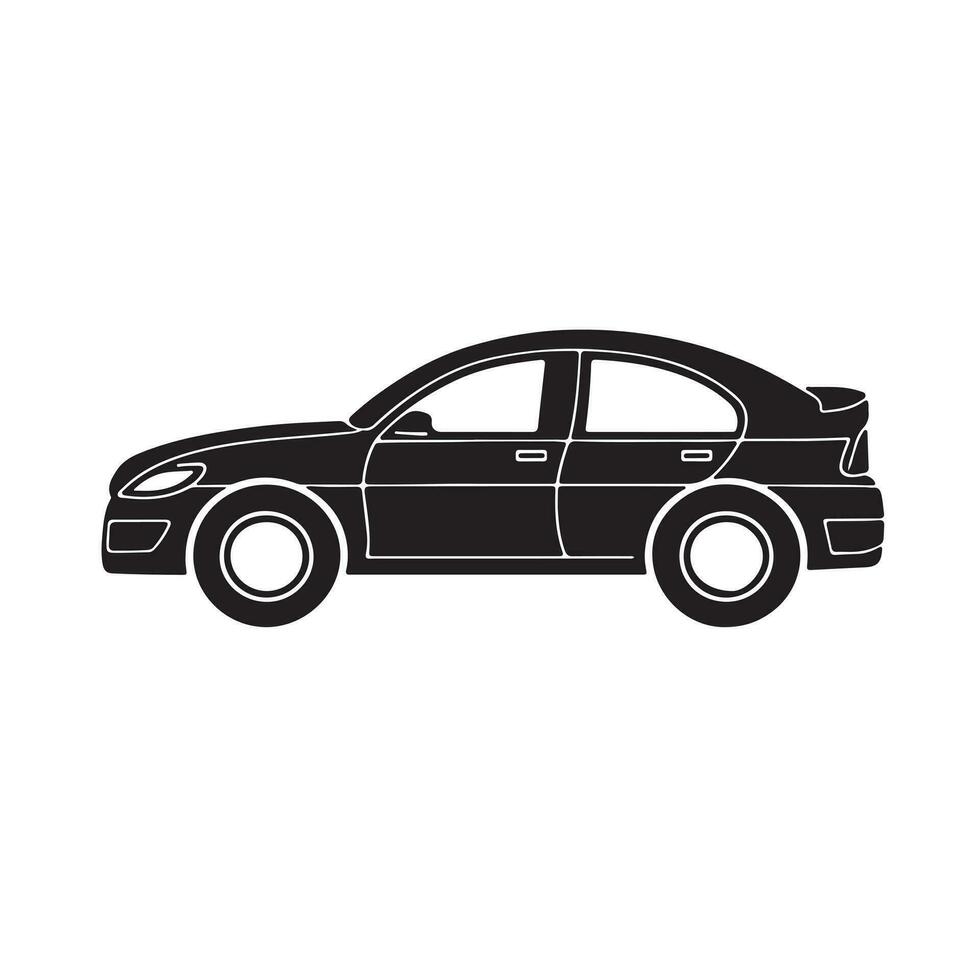 A black Silhouette Car set Clipart on a white background vector