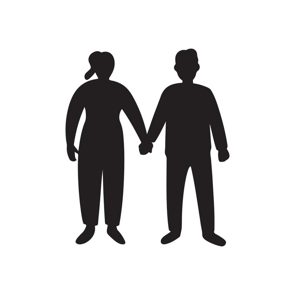 A black Silhouette Couple set Clipart on a white background vector