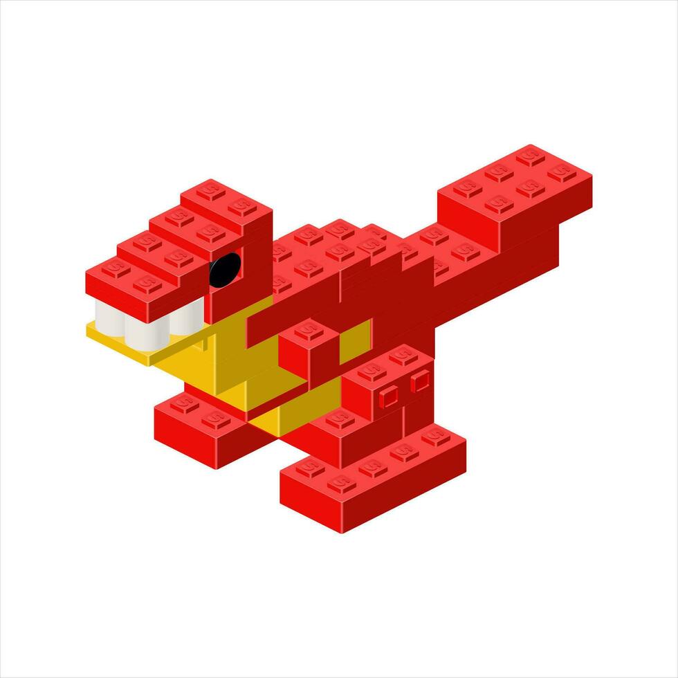 dinosaur allosaurus in isometry. Vector