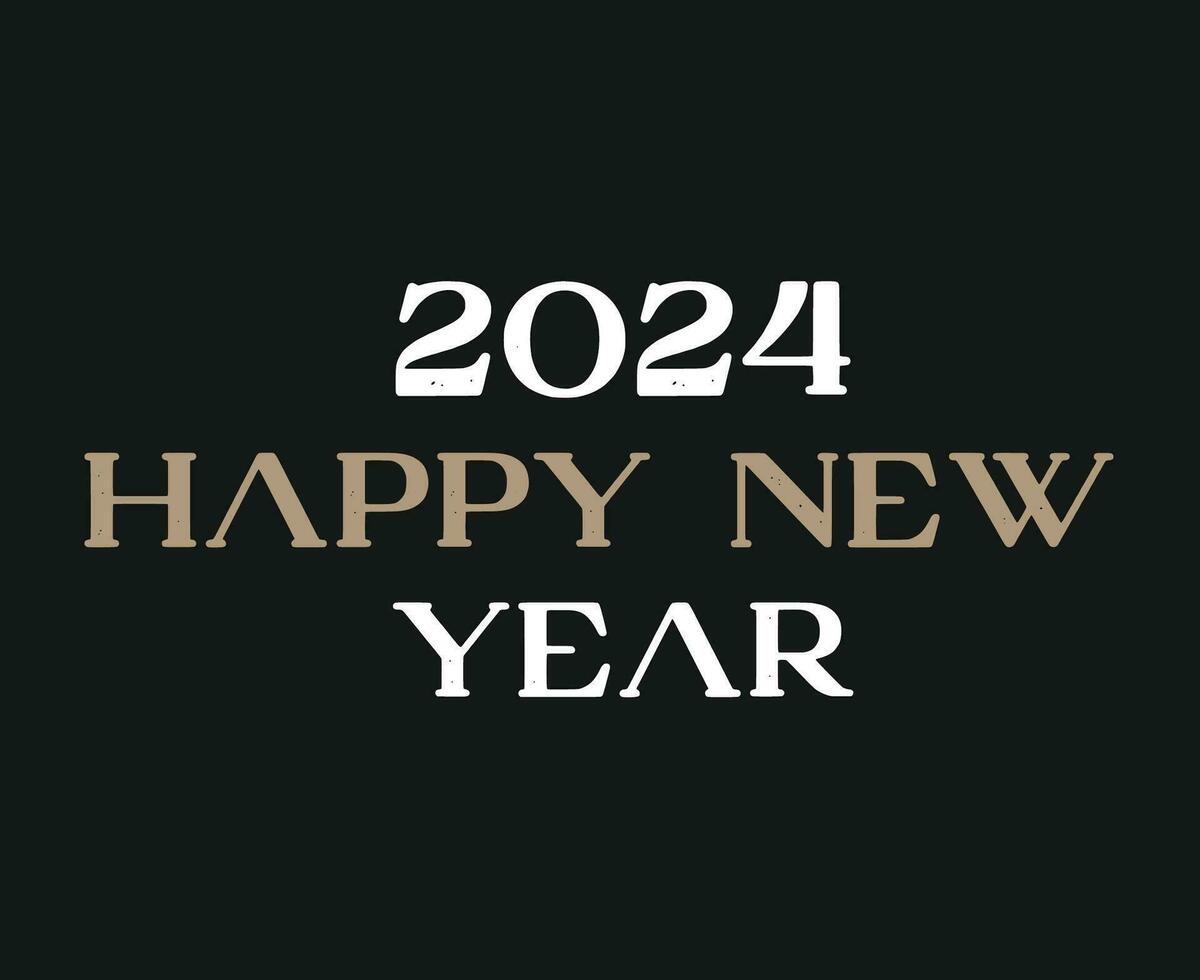 contento nuevo año 2024 resumen marrón y blanco gráfico diseño vector logo símbolo ilustración con negro antecedentes