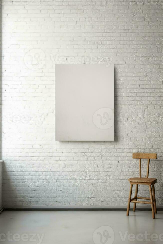 AI generated Mockup blank poster on wall simple interior. AI Generative photo