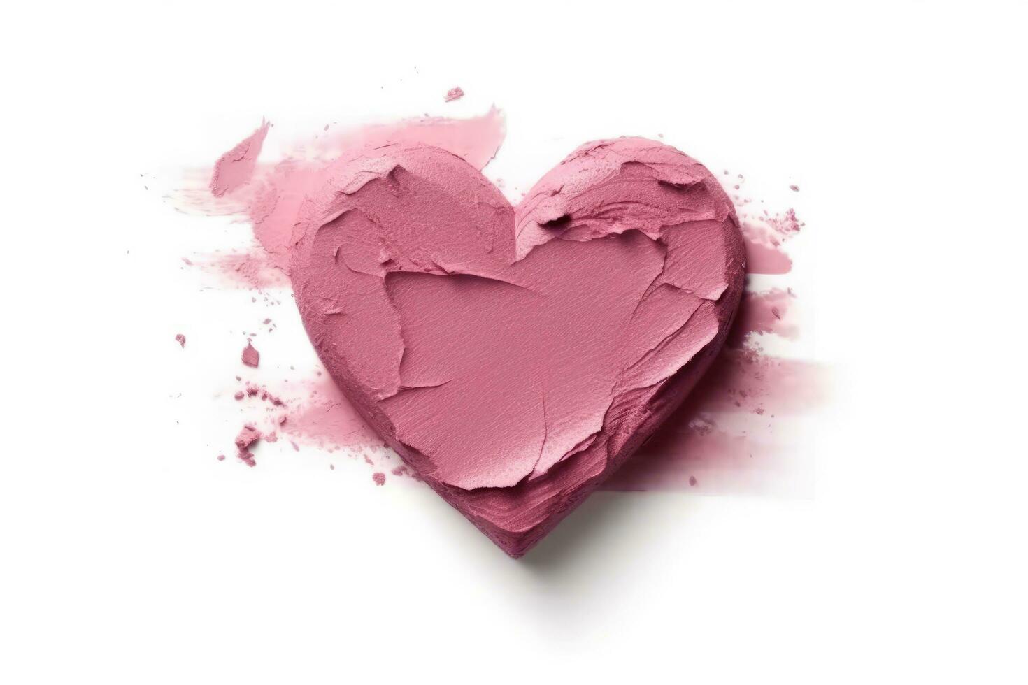 AI generated Lipstick smudge  heart shape texture on white background. AI Generative photo