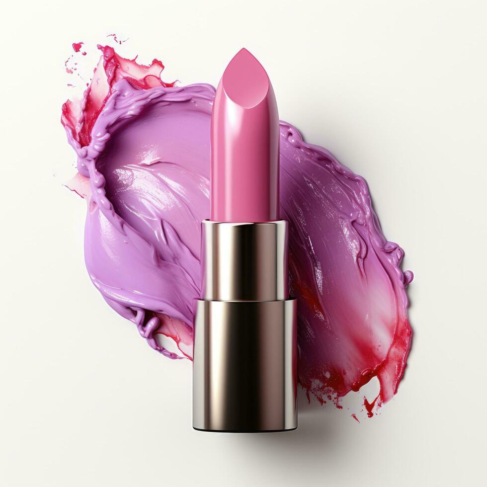 AI generated Lipstick on smear smudge swatch isolated on white background. AI Generative photo
