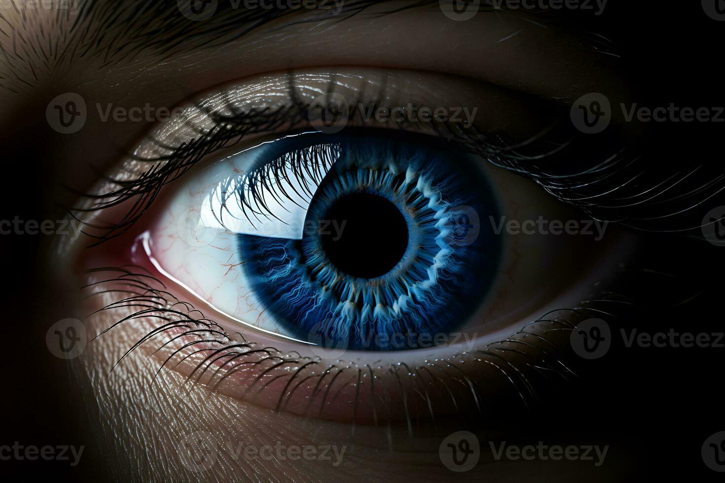 AI generated Close up of human eye with beautiful blue iris. Macro shot photo