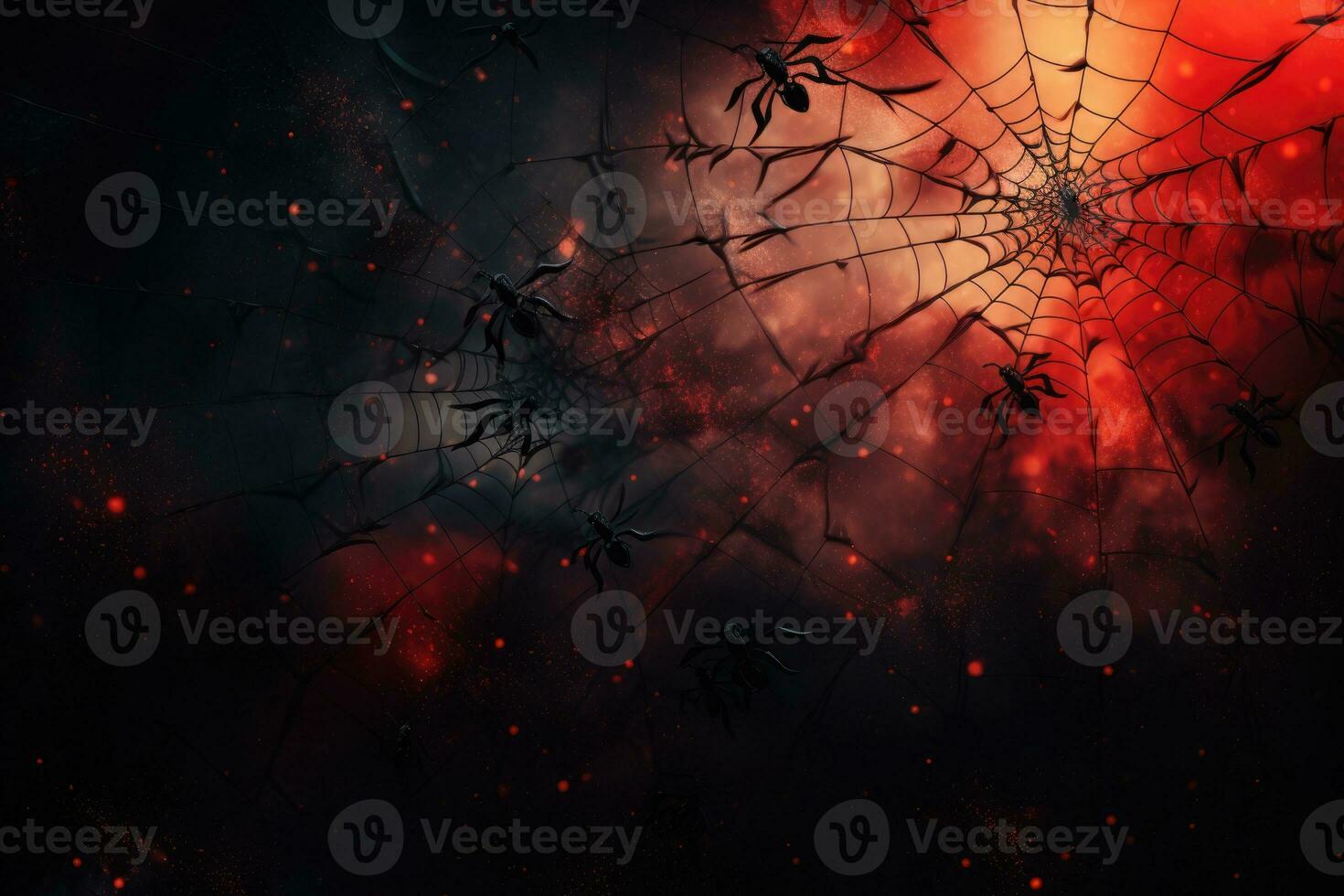 AI generated cobweb macro on dark background. ai generated photo
