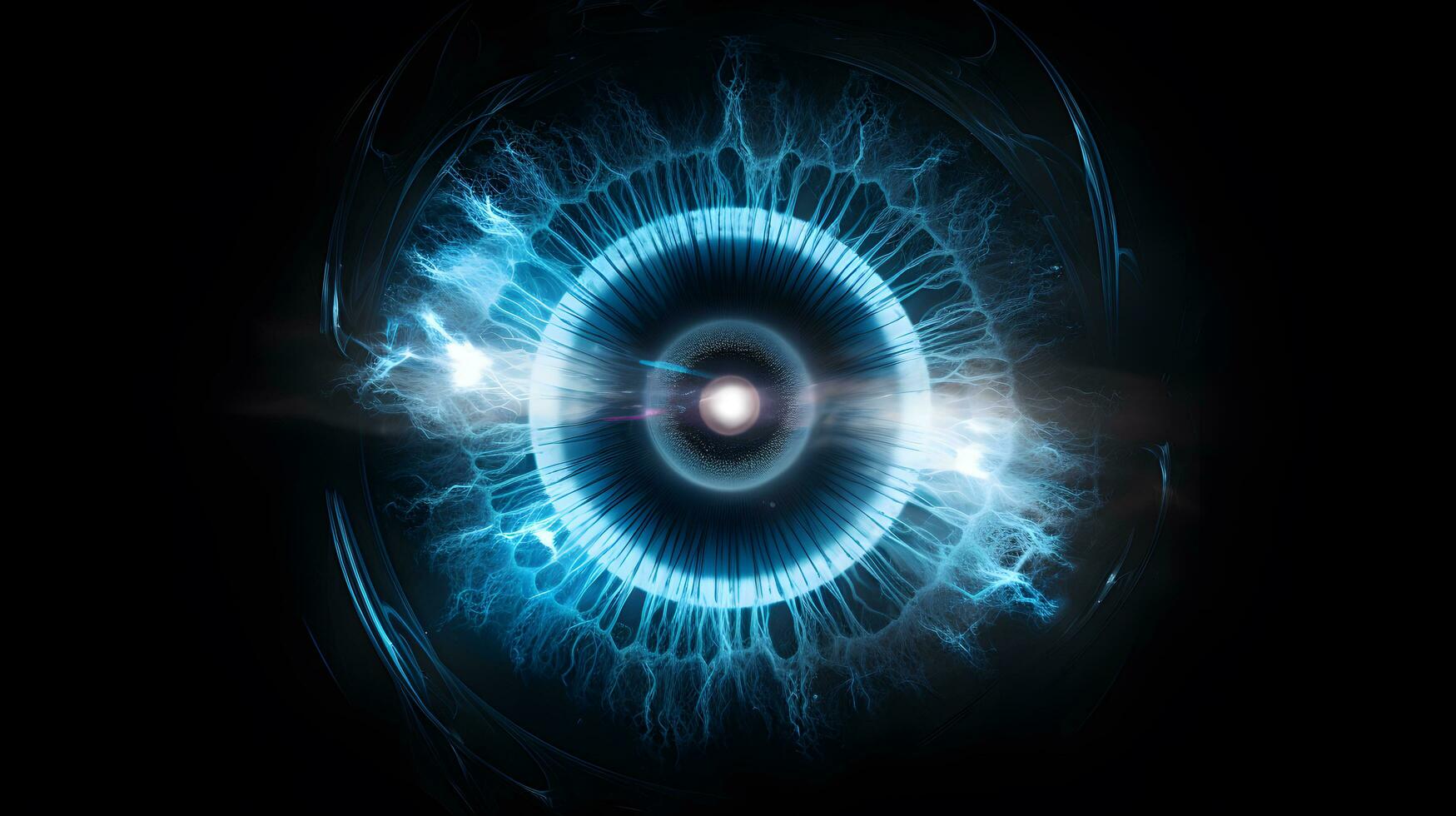 AI generated Blue eye in space, computer generated abstract background photo