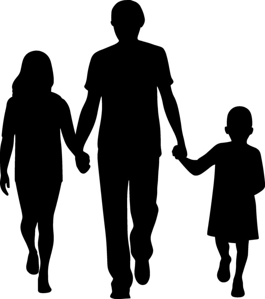 Silhouette of happy family on a white background. Vector illustration ...