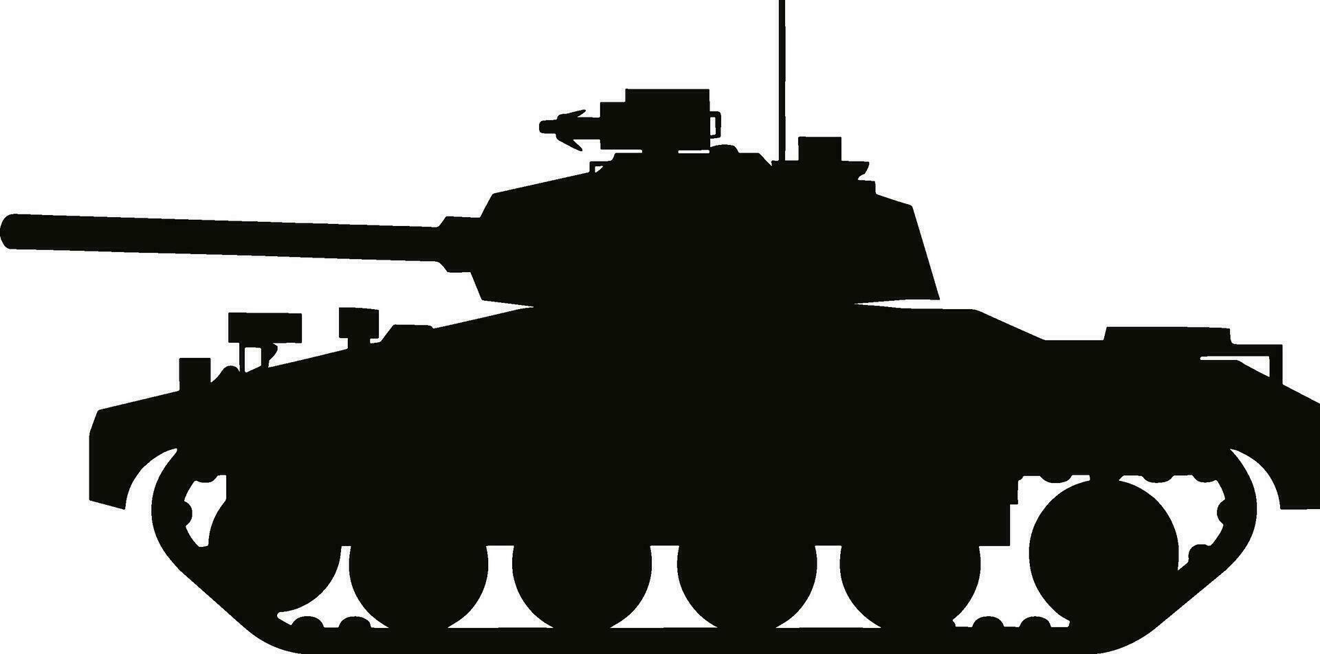 Silhouette of modern main battle tank. Side view. Flat vector. AI generated illustration. vector