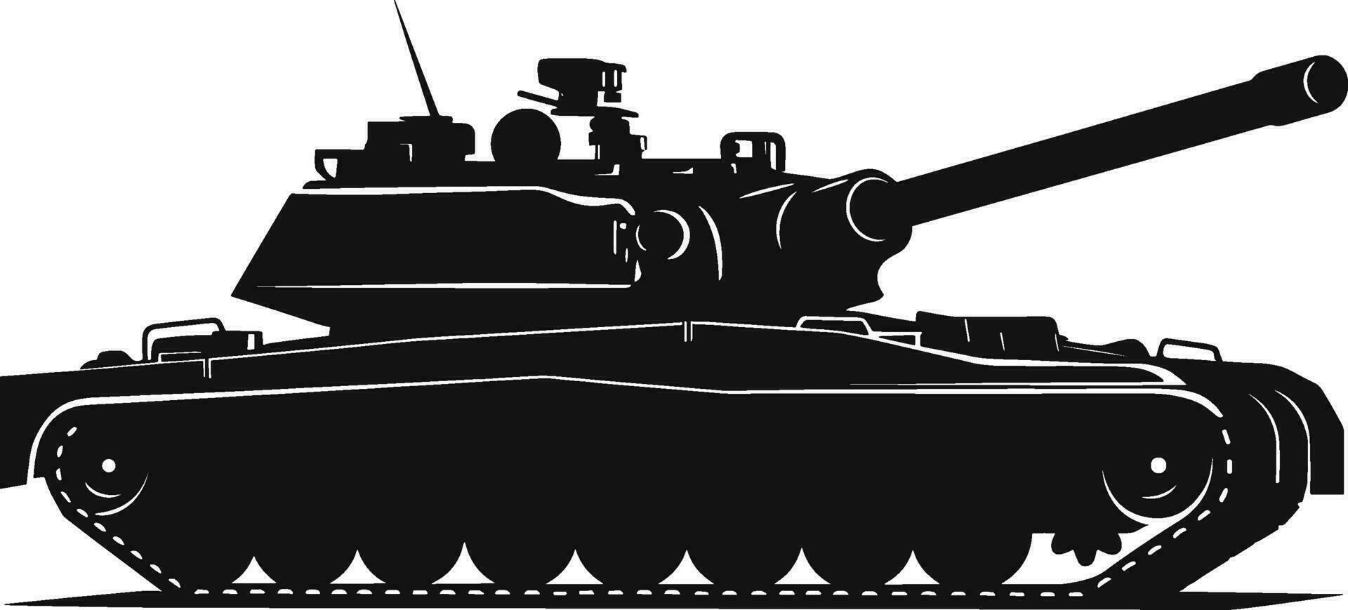 Silhouette of modern main battle tank. Side view. Flat vector. AI generated illustration. vector