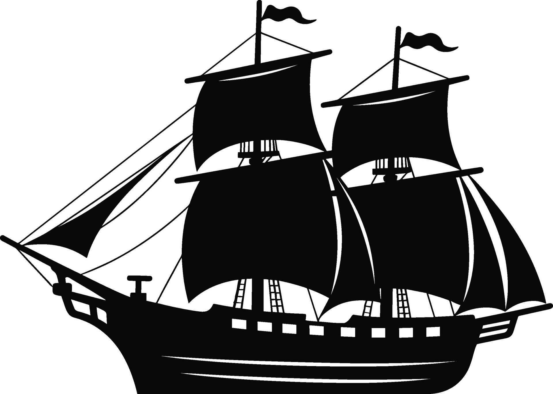 Pirate Ship, sailing ship under the black flag. Ship vector logo design ...