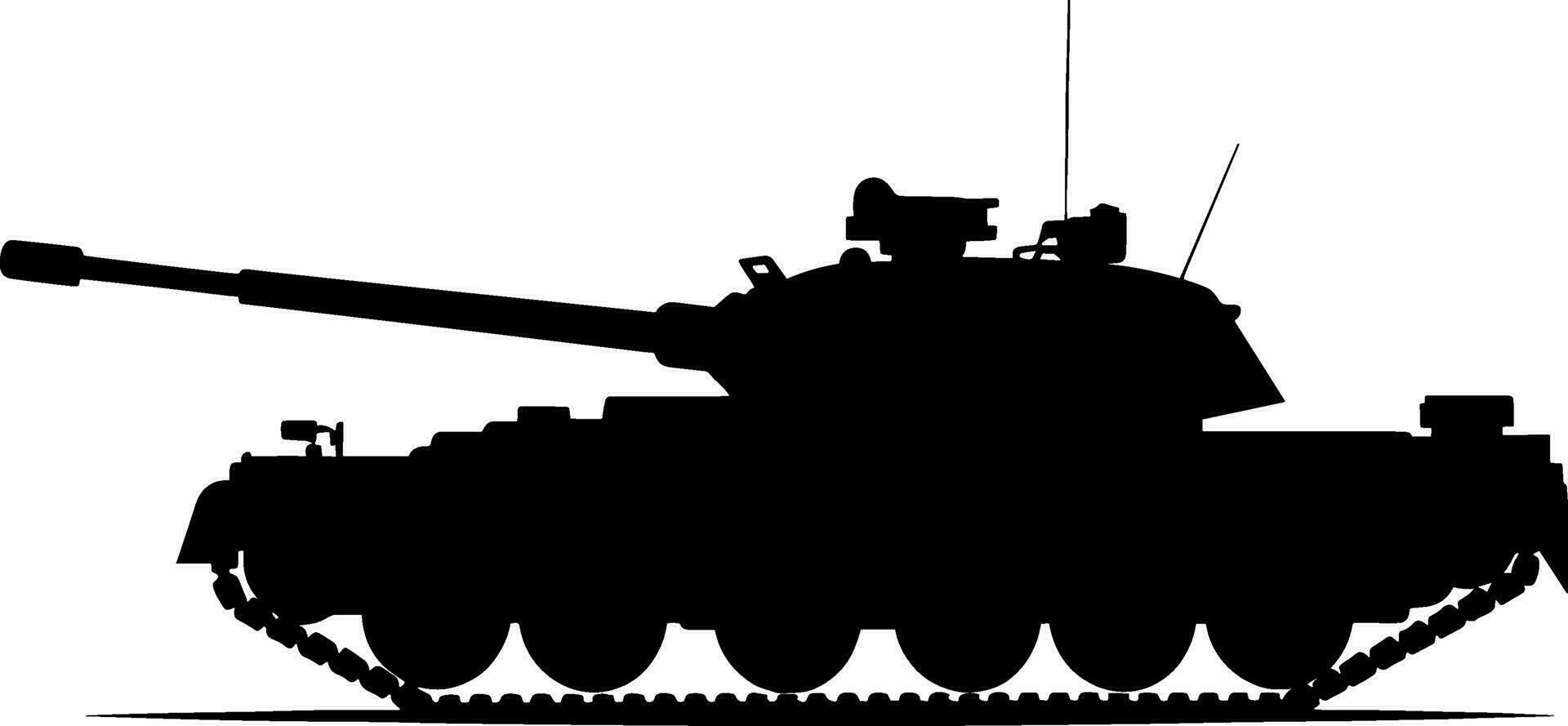 Silhouette of modern main battle tank. Side view. Flat vector. AI generated illustration. vector