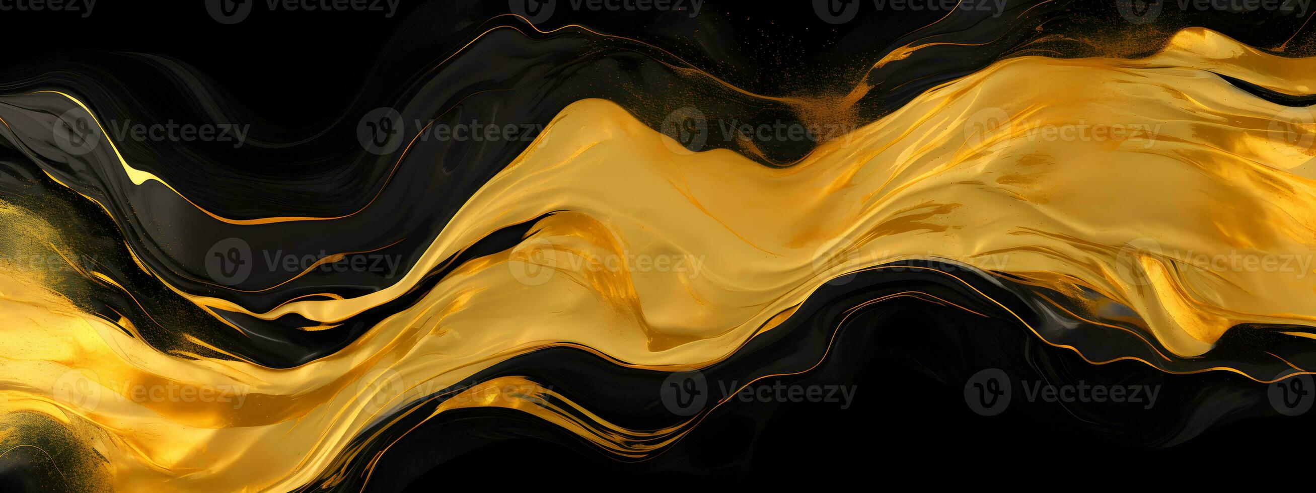 AI generated Black and gold abstract background photo