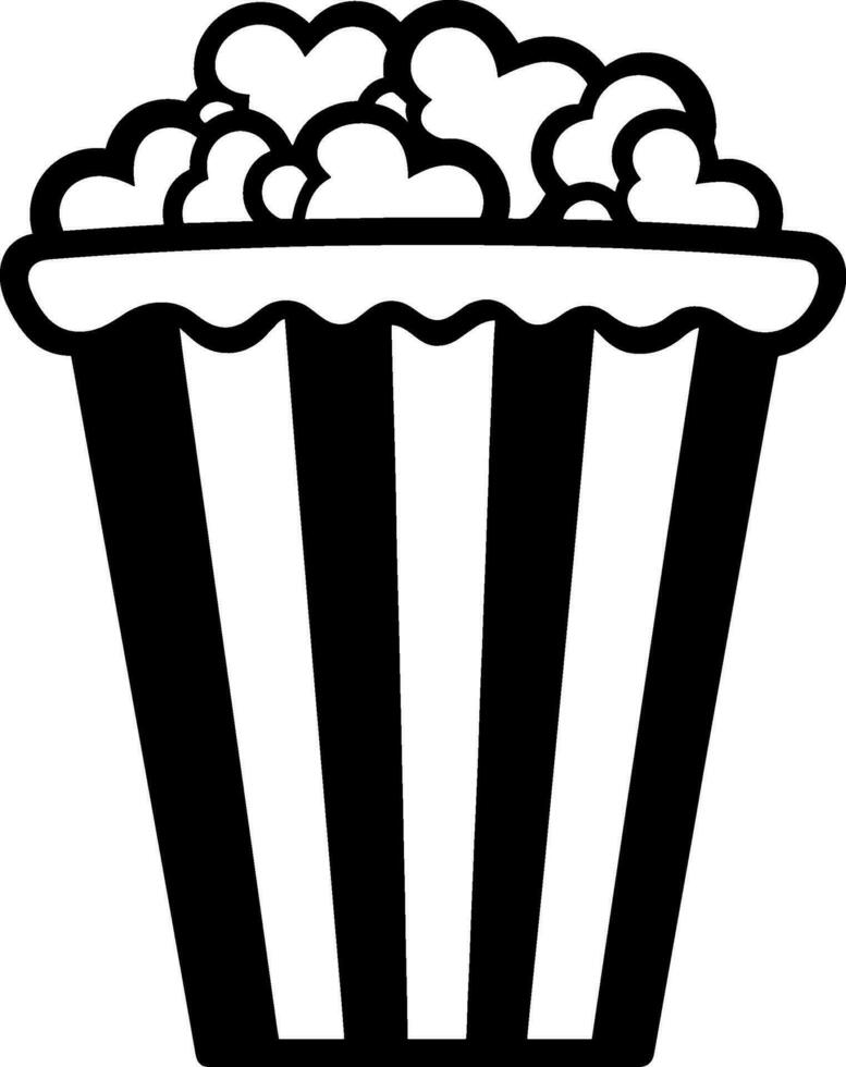 Simple popcorn flat Icon black vector. AI generated illustration. vector