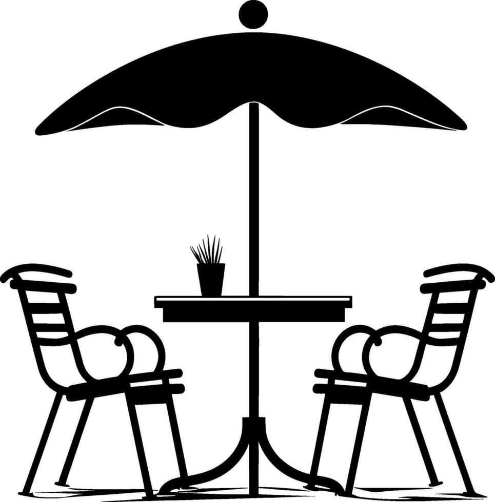 terraza café línea vector icono. cámping mesa y sillas ilustración signo. lineal estilo símbolo para móvil concepto y web diseño. pequeño restaurante logo. ai generado ilustración.