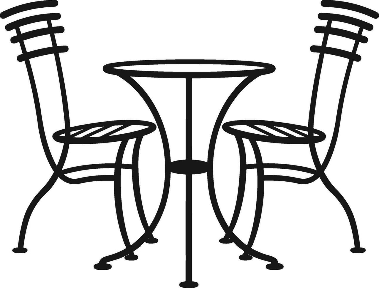 terraza café línea vector icono. cámping mesa y sillas ilustración signo. lineal estilo símbolo para móvil concepto y web diseño. pequeño restaurante logo. ai generado ilustración.