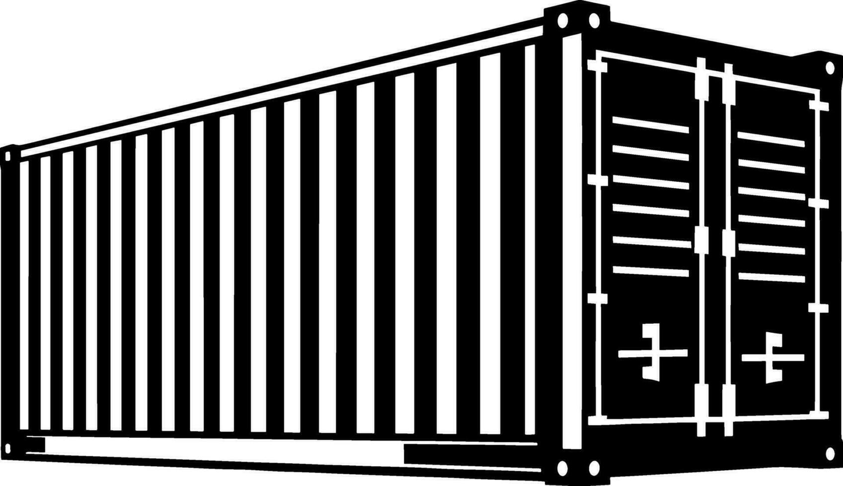 Shipping container Silhouette, shipment and storage Metal steel boxe Container. AI generated illustration. vector