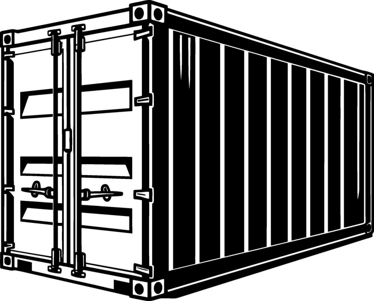 Shipping container Silhouette, shipment and storage Metal steel boxe Container. AI generated illustration. vector