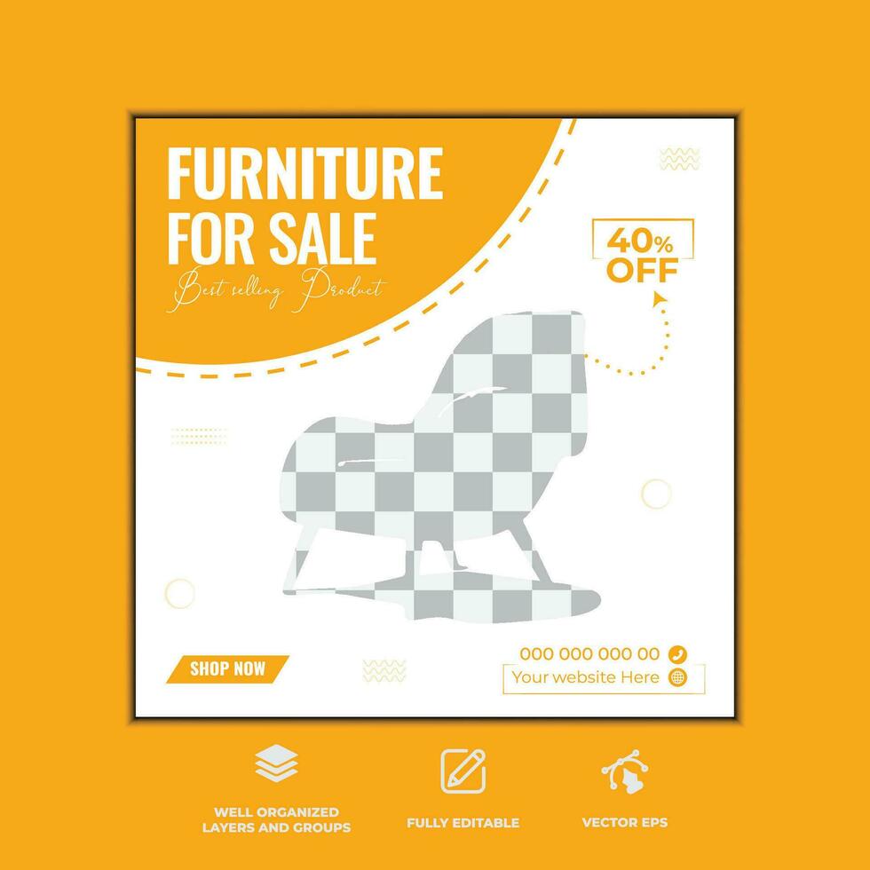 Exclusive furniture social media post design vector