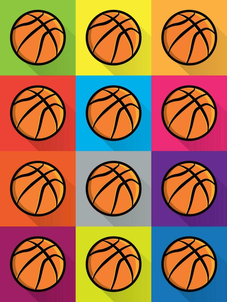 Colorful Basketball Illustration Pattern vector